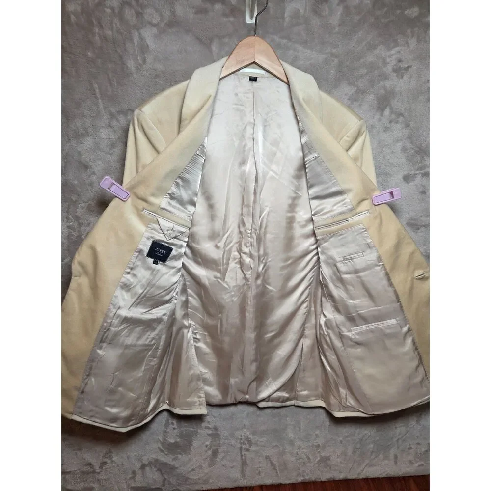 J.Crew Ludlow Velvet Shawl Collar Dinner Jacket 40R Slim Cream Blazer Sport Coat